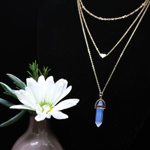 14k Gold Dipped Quartz Tri Layers ❤️ Necklace